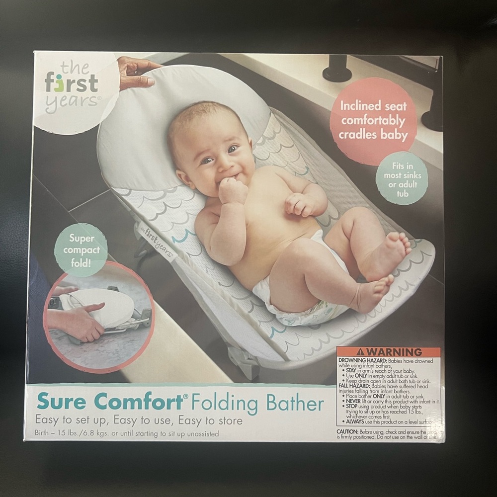 The First Years Sure Comfort Folding Bather - White and Gray
